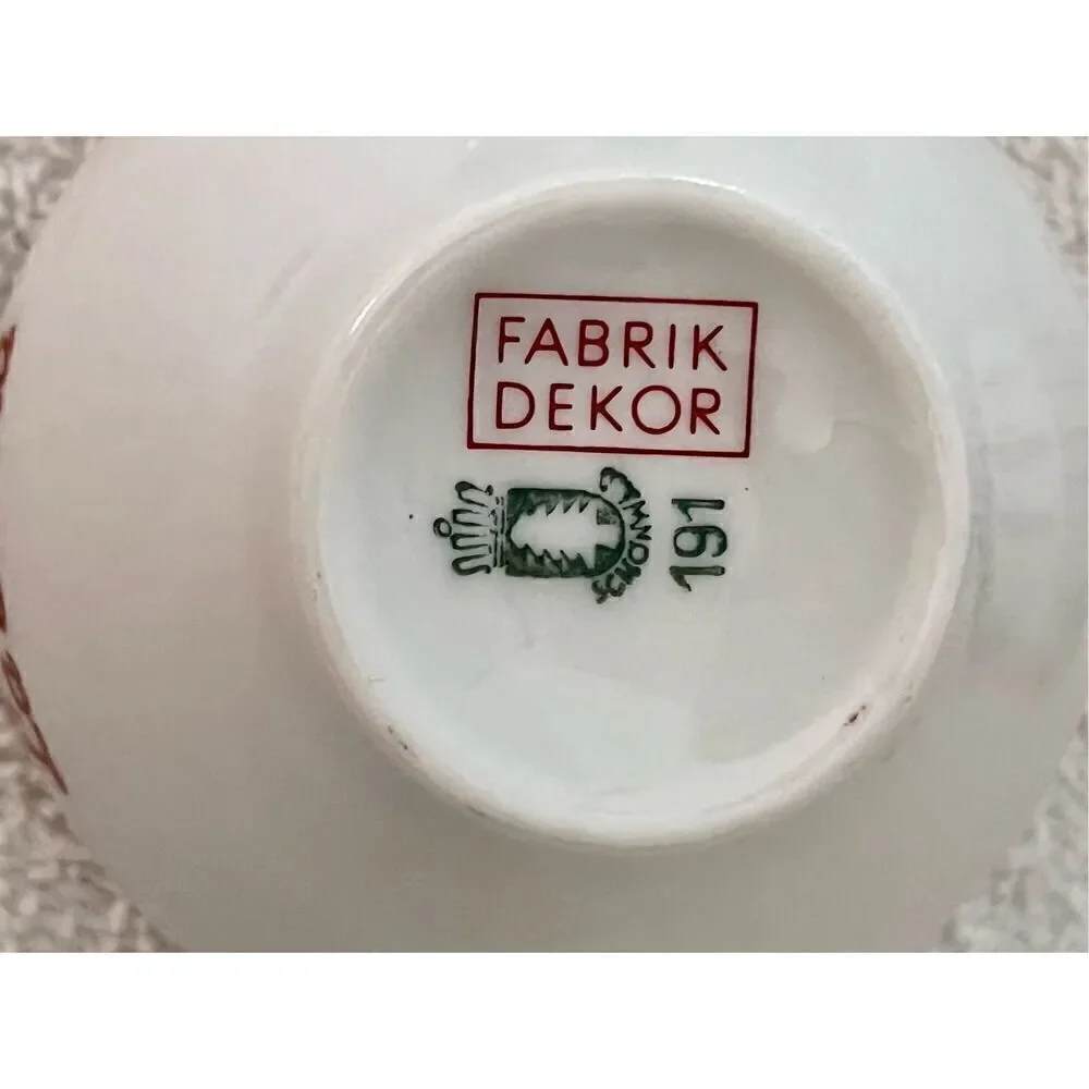 Vintage La Siesta Farbrik Dekor Schonwald  Geometric Print Espresso Cup Set Of 6